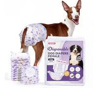 MICOOYO Dog Nappies Female 40 count, Disposable Dog Period Pants with Adjustable Tail Hole, Super Absorbent Diapers for Female Dogs Cat in Heat Season Incontinence(L)
