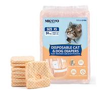 MICOOYO Puppy Cat Nappies Disposable, Super Absorbent Cat Diapers, Small Dog Nappies Female, Adjustable Waist, Leak-Proof Diapers for Cats in Heat, Incontinence, 24 Pcs (Orange, XS)