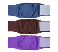 MICOOYO Washable Male Dog Nappies, 3 Pack Reusable Pet Diapers with Adjustable Fasteners, Super Absorbent Leak-Proof Belly Bands for All Dogs(Brown Blue Violet,S)
