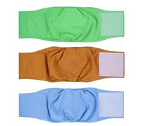 MICOOYO Washable Male Dog Nappies, 3 Pack Reusable Pet Diapers with Adjustable Fasteners, Super Absorbent Leak-Proof Belly Bands for All Dogs(Green Blue Brown,XL)
