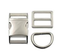 micoshop 2 Sets Buckles Hook Clip, 1" 25mm D Dee Ring, Side Release Adjustor Triglides, Plastic and Metal, for Dog Collar