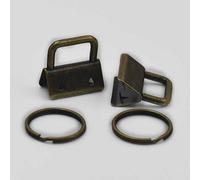 micoshop 25 Pcs Key Fob Hardware 1" 25mm + keyring 1" For keychain Split ring wrist Wristlets Cotton Bronze