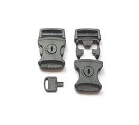 micoshop 5 Sets 1" Buckles Side Release Nylon Belt Strap Key Locking Protect Safety, Plastic, Black