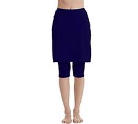 Micosuza Womens Skirted Swim Capris Sun Protective UPF 50+ Swimming Tight with Attached Skirt Sport Leggings