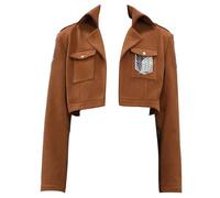 Micotaku Attack On Titan Officially Licensed Survey Corps Jacket Cosplay Costume, Brown, L/XL