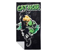 Micotaku Miraculous Ladybug and Cat Noir Official Licensed Bath Towel 30x56 Inch - Soft Quick-Dry Polyester/Cotton, Black/Green Design