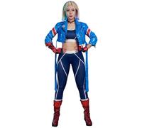 Micotaku Street Fighter 6 Officially Licensed Women's Cammy Cosplay Costume Full Deluxe Set Halloween Costume, Blue, X-Large
