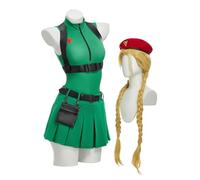 Micotaku Street Fighter Officially Licensed Women’s Cammy Costume Cosplay Outfit, Green and Red, X-Large
