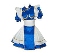 Micotaku Street Fighter Street Fighter Officially Licensed Chun Li Cosplay Costume Maid Costume Set, Blue, Small