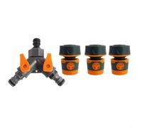 Micpointik 3-way garden hose distributor with shut-off valve and for quick coupling, robust plastic for efficient watering in the garden, 1 set distributor with hose connection (3/4 in)