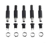 Micpointik 5 Pairs DC 12 V Female Connector Panel Mount Power Supply Connection for CCTV Camera LED Strip Panel Socket Black Silver