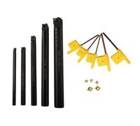 Micpointik 5 Piece SCLCR Lathe Tool Set with 5 CCMT Carbide Indexable Inserts, Alloy Steel for Finishing and Manufacturing Turning, Models 7-20 mm Including Key, CNC Tool Tension