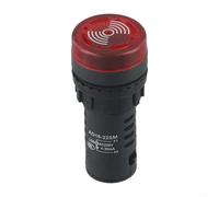 Micpointik AD16-22SM Signal Horn with Buzzer, Flashing LED Warning Light for AC/DC 12 V 24 V 220 V, Acoustic Alarm for Industrial Machines, 22 mm Installation Diameter (AC/DC 220 V)