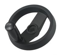 Micpointik Foldable Hand Wheel with Rotating Handle Made of Aluminium Alloy for Milling Machines and Lathes, Heavy Duty Adjustment Wheel 125 mm Diameter, Black, Industrial Spoke Hand Wheel with
