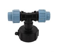 Micpointik IBC Tank Adapter S60 x 6 Coarse Thread for 20/25/32 mm PE Pipe Connections Made of Plastic for Water Tanks and Garden Watering Black/Blue T-Piece Connection (Tee Outlet 20 mm)