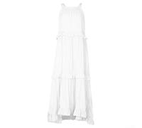 Micpointik Polyester Floor-Length Dress Halter Neck Pure Color | for Soft polyester fabric, lightweight feel, breathable texture, suitable for spring to winter wear