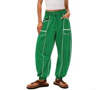 Micpointik Polyester Striped Casual Trousers Women Elastic Waist | Regular length style, sizes S to XXL, waist 70-100cm, hip up to 135cm, detailed chart