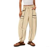 Micpointik Polyester Striped Casual Trousers Women Elastic Waist | Regular length style, sizes S to XXL, waist 70-100cm, hip up to 135cm, detailed chart