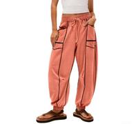 Micpointik Polyester Striped Casual Trousers Women Elastic Waist | Regular length style, sizes S to XXL, waist 70-100cm, hip up to 135cm, detailed chart
