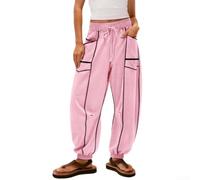 Micpointik Polyester Striped Casual Trousers Women Elastic Waist | Regular length style, sizes S to XXL, waist 70-100cm, hip up to 135cm, detailed chart