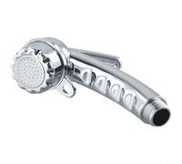 Micpointik Shower Head 1/2 Inch with Start Stop Button for Camping Boat for Caravan Shower Chrome Hand Shower Automatic Water Flow Holding Eyelet 14.5 cm