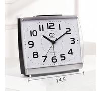 Micpointik Small Alarm Clock for Bedside Table, Quiet Quartz Clock without Ticking with Luminous Numbers, Easy to Read Numbers, PVC Case, Battery Operated 1 AA, Ideal for Waking Up, White (White)