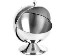 Micpointik Stainless Steel Sugar Bowl with Roll Lid, 16 oz Sugar Cube Container for Kitchen and Bar, Robust Candy Jar with Flip Open Lid, Silver