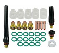 Micpointik TIG for Stubby Gas Lens Kit 33 Pieces with Pyrex Glass Nozzles for WP-17/18/26, DB-17/18/26 and SR-Torch, Heat Resistant Kollet Body Kit for Welding Accessories