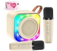 micqutr Karaoke Machine for Kids Adults, Mini Karaoke Machine with 2 Wireless Microphones, Portable Bluetooth Speaker with Voice Changing Effects & LED Lights, Best Gifts Toys for Girls and Boys