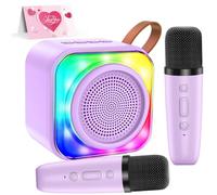 micqutr Karaoke Machine for Kids Adults, Mini Karaoke Machine with 2 Wireless Microphones, Portable Bluetooth Speaker with Voice Changing Effects & LED Lights, Best Gifts Toys for Girls and Boys