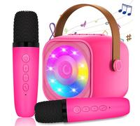 micqutr Karaoke Machine for Kids, Mini Karaoke Machine with 2 Wireless Microphone, Portable Bluetooth Speaker with LED Lights, Best Birthday Gift Toys for Girls and Boys