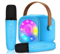 micqutr Karaoke Machine for Kids, Mini Karaoke Machine with 2 Wireless Microphone, Portable Bluetooth Speaker with LED Lights, Best Birthday Gift Toys for Girls and Boys