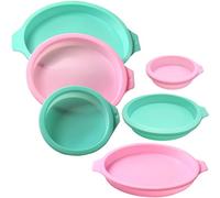 MICREEN 6 Pcs Silicone Round Cake Mold Set, 4+6+8 Inch Silicone Cake Pans for Layer Cake, Rainbow Cake, Resin Coaster, Pizza Crust and Pie