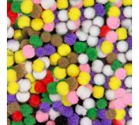 Micro 3 mm Pom Poms 100 Pk Tiny Soft Balls for Craft - White, Black, Red, Green or Mixed Colors - Ornaments, Miniature Wreaths (Mixed Colors)