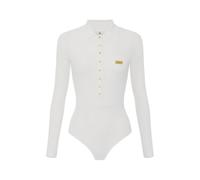Micro-braided Knit Bodysuit - female - Elisabetta Franchi - Full-Body - White - S - Tops S