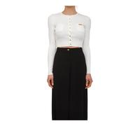 Micro-braided knit cardigan - female - Elisabetta Franchi - Cardigans - Beige - L - Knitwear L
