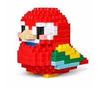 Micro Building Blocks Bird Model Kit - Mini Animal Brick Figurine with Movable Wings, Detailed Parrot Display Set, Small Brick Building Blocks for Teens & Adults (RED)