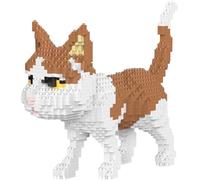 Micro Building Blocks Set, 3D Printed Orange Cat Model, Mini Building Bricks Animal Figure, Creative Construction Toys for Children's Educational Development (7.5x23x18cm