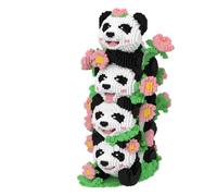 Micro Building Blocks Set, Stacked Cute Pandas with Flower Wreath, 20000+ PCS Mini Bricks Construction Kit for Adults & Teens