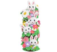 Micro Building Blocks Set, Stacked Cute Rabbits with Flower Wreath, 20000+ PCS Mini Bricks Construction Kit for Adults & Teens