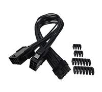 MICRO CONNECTORS Premium Sleeved Cable for RTX 30 Series 12-Pin to Dual 8-Pin PCIe GPU Power Extension Cable (300mm) - Black (F04-250BK)