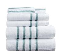 Micro Cotton ETHICOT Stripe Luxury 6-Piece Bath Towel Set - 100% Cotton, Quick-Dry, Extra Absorbent, Super Soft with 2 Bath Towels, 2 Hand Towels, 2 Wash Towels - Slate Blue