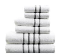 Micro Cotton ETHICOT Stripe Luxury 6-Piece Bath Towel Set - 100% Cotton, Quick-Dry, Extra Absorbent, Super Soft with 2 Bath Towels, 2 Hand Towels, 2 Wash Towels - Micro Charcoal