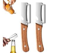 Micro Drag Peeler, Multi-Functional Vegetable Peeler for Kitchen, Premium Vegetable Peeler with Wooden Handle and Bottle Opener, for Fruits Vegetables Professional Kitchen (2PCS)