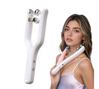 Micro Electric Current Roller Double Chin Massager, Double Chin Remover Roller-V-Face Lifting Device, 3 Ems Modes Facial Massager, Double Chin Tightener for Anti-Wrinkle, Large And Small Faces (White)