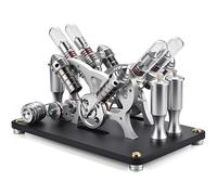 Micro External Combustion Engine Model, V4 4-Cylinder Stirling Engine, Metal Science Education Toy for Learning Energy & Mechanics