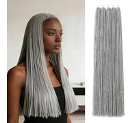 Micro Faux Locs Crochet Hair 36 Inch 5 Packs Color Grey