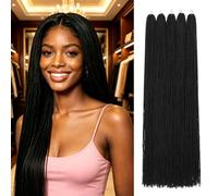 Micro Faux Locs Crochet Hair 36 Inch 5 Packs Color Jet Black
