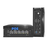 Micro Firewall Appliance Router, Fanless N100 Industrial 4 LAN Mini PC Desktop Mini Computer 8GB DDR4 RAM&128GB SATA SSD HD/DP Dual Display/POE IN/Home Network Router/AES-NI (N100 8+128GB)