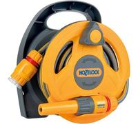 Micro Garden Hose Reel 10m - Compact Click & Go Design for Patios Balconies & Small Gardens - Lightweight Portable Drum with Winding Handle - Includes Nozzle and Fittings - 100-000-957